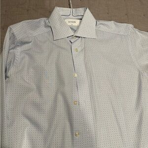 Eton Blue Dress Shirt Lightweight Cotton